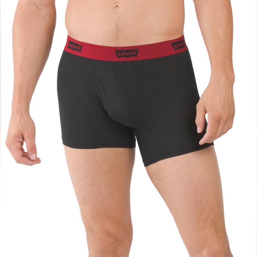 Levi's 4 Pack Boxer Briefs Cotton Stretch Underwear Black Red SMALL LARGE